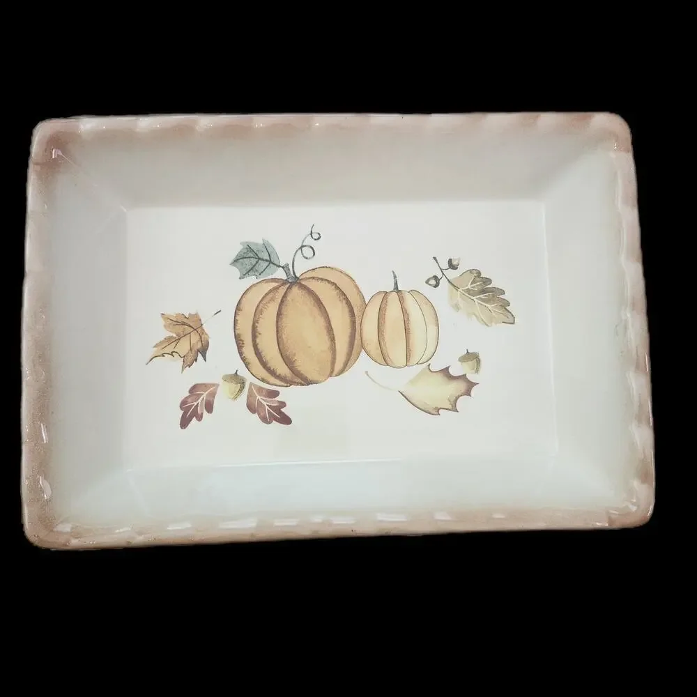 Vintage Nantucket Pumpkins Ceramic Pottery Bake Dish‎ Server Harvest Autumn Fall